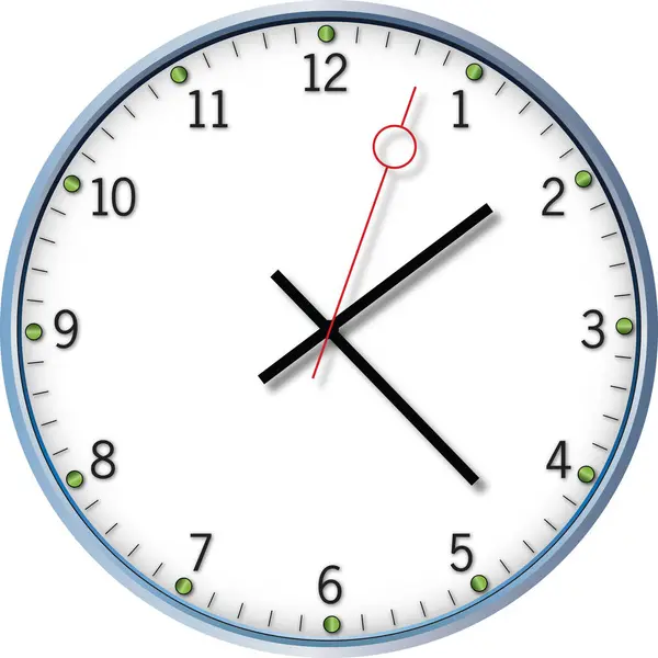 Illustration Clock Black Numerals Face — Stock Vector