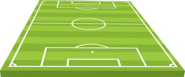 Futbol sahası vektörünün 3d illüstrasyon perspektifi