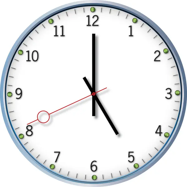 5時に設定された時計のベクトルイラスト — ストックベクタ
