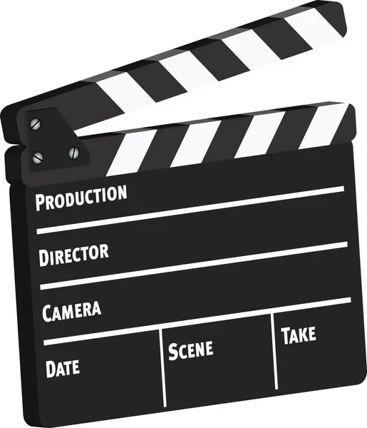 Movie Clapperboard White Background — Stock Vector