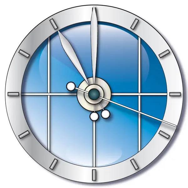 Glass Metal Design Clock Eleven Clock — Stock Vector