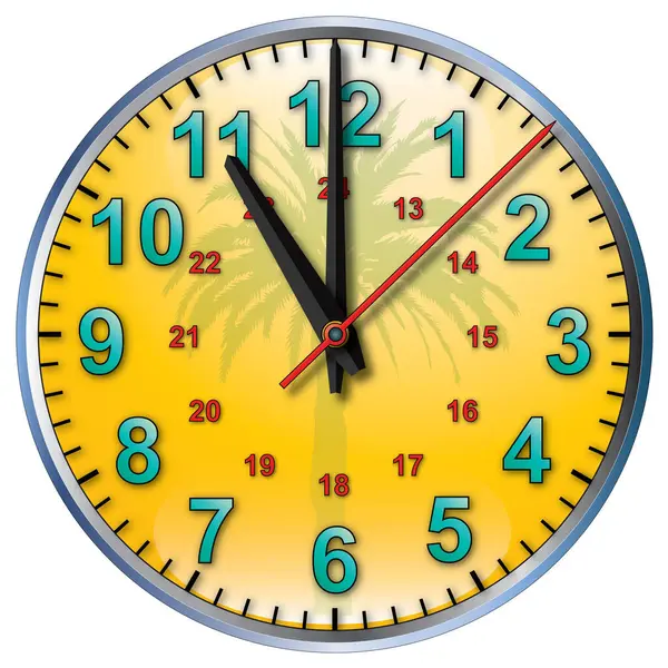 Tropical Yellow Wall Clock Eleven Clock — Stock Vector