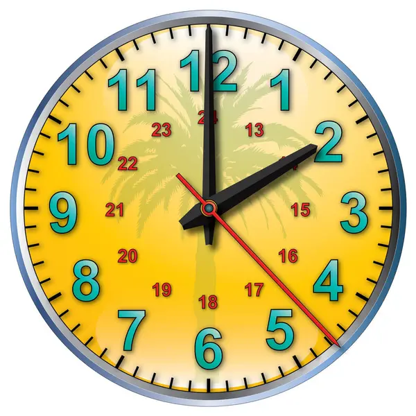 Tropical Yellow Wall Clock Two Clock — Stock Vector