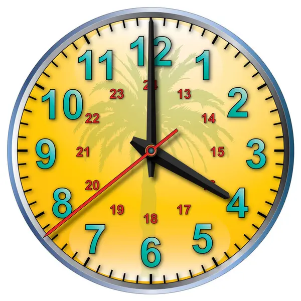 Tropical Yellow Clock Four Clock — Stock Vector