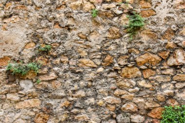 Tarragona 'daki eski bir taş duvarın detayları.