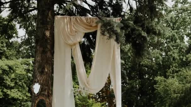 Decorações Cerimónia Casamento Cerimônia Casamento Vintage Rústico Floresta Imagens Alta — Vídeo de Stock