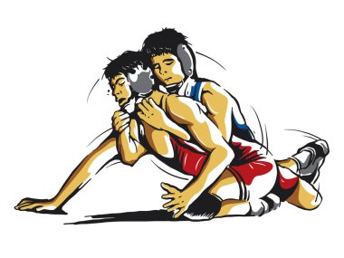 Güreş rozeti logosu illüstrasyonunun vektörü