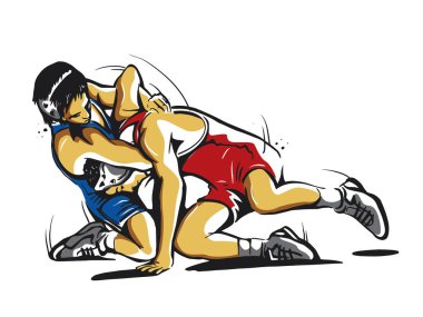 Güreş rozeti logosu illüstrasyonunun vektörü