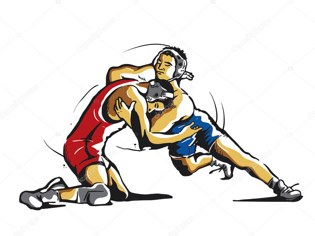 Vector of wrestling badge logo illustration