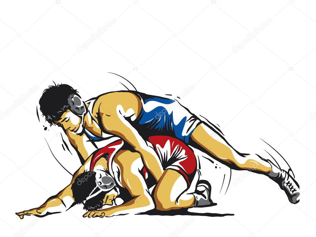 Vector of wrestling badge logo illustration