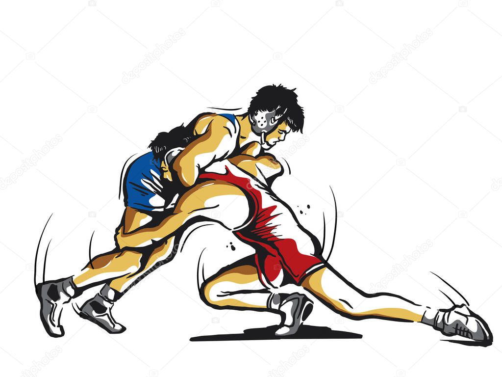 Vector of wrestling badge logo illustration