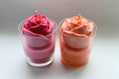  Mumlar, gül mumları, turuncu gül, pembe gül, el yapımı mum, soya mumu, el yapımı, hediye, pembe, turuncu, dekor, ev dekorasyonu, gül, hediye, bayram,