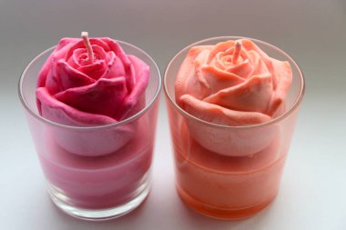  Mumlar, gül mumları, turuncu gül, pembe gül, el yapımı mum, soya mumu, el yapımı, hediye, pembe, turuncu, dekor, ev dekorasyonu, gül, hediye, bayram,