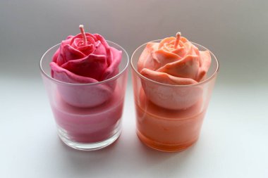  Mumlar, gül mumları, turuncu gül, pembe gül, el yapımı mum, soya mumu, el yapımı, hediye, pembe, turuncu, dekor, ev dekorasyonu, gül, hediye, bayram,