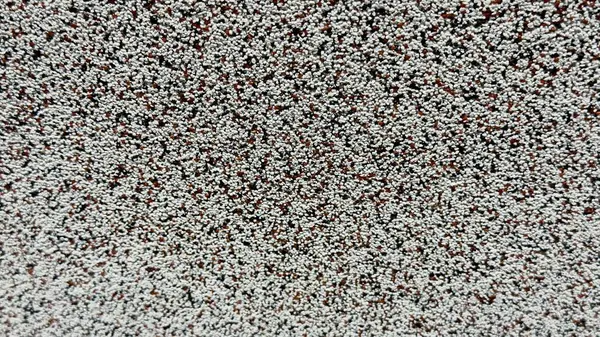Beyaz, kahverengi ve siyah parçacıkları olan tanecikli bir yüzeye yakın çekim, mimari görselleştirmeler için ideal çakıl veya kuma benzeyen doğal bir doku.,
