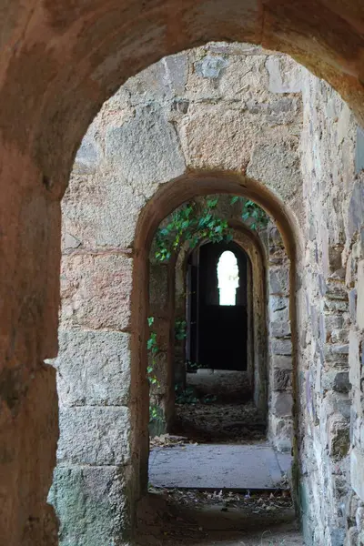 stock image semicircular arches in the courtyard of an abandoned monastery . santa maria de moreruela in spain