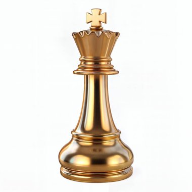 Liderlik, kralın taşı, beyaza izole edilmiş tek bir altın satranç taşı. ai oluşturuldu