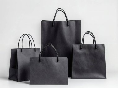 Siyah kağıt alışveriş torbaları. Zarafet ve basitlik maket için mükemmel. ai oluşturuldu