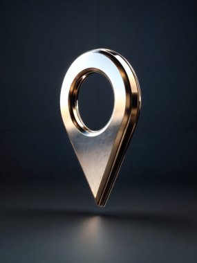 Koyu gri arka planda 3D gümüş GPS izi var. ai oluşturuldu