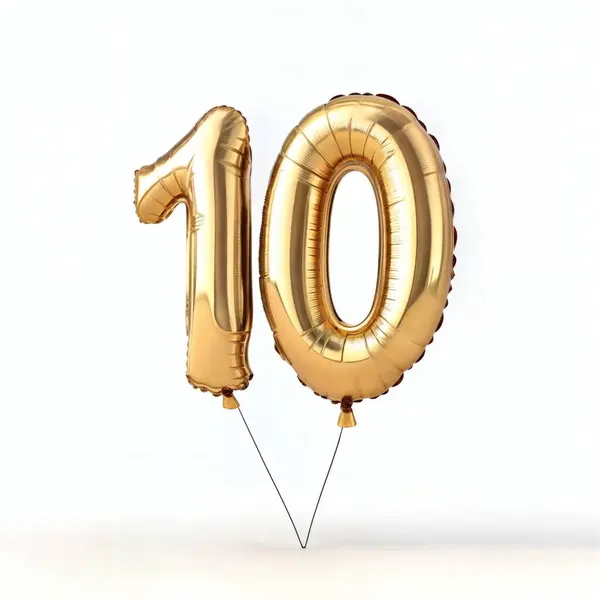 Altın balon numaraları 10 yazı tipi, beyaz arkaplan. ai oluşturuldu