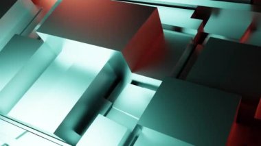 Üç boyutlu arkaplan video animasyonunun üç boyutlu soyut çizimi sürrealistik hareketle döngü geometri alt bölümü ile hareket halindedir. 4K çözümü (4096x2304)