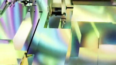 Üç boyutlu arkaplan video animasyonunun üç boyutlu soyut çizimi sürrealistik hareketle döngü geometri alt bölümü ile hareket halindedir. 4K çözümü (4096x2304)