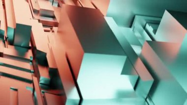 Üç boyutlu arkaplan video animasyonunun üç boyutlu soyut çizimi sürrealistik hareketle döngü geometri alt bölümü ile hareket halindedir. 4K çözümü (4096x2304)