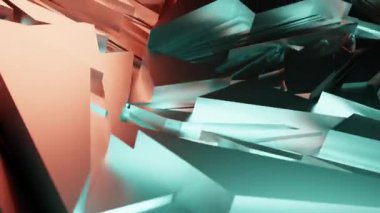 Üç boyutlu arkaplan video animasyonunun üç boyutlu soyut çizimi sürrealistik hareketle döngü geometri alt bölümü ile hareket halindedir. 4K çözümü (4096x2304)