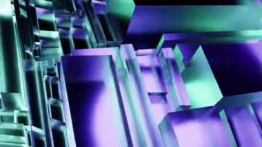 Üç boyutlu arkaplan video animasyonunun üç boyutlu soyut çizimi sürrealistik hareketle döngü geometri alt bölümü ile hareket halindedir. 4K çözümü (4096x2304)