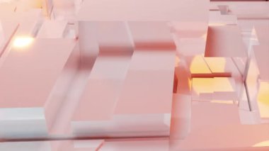 Üç boyutlu arkaplan video animasyonunun üç boyutlu soyut çizimi sürrealistik hareketle döngü geometri alt bölümü ile hareket halindedir. 4K çözümü (4096x2304)
