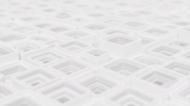 Üç boyutlu geometrik küpler. Üç boyutlu şekiller. Renkli beyaz ve gri pürüzsüz 3B görüntü