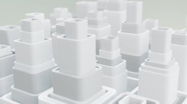 Üç boyutlu geometrik küpler. Üç boyutlu şekiller. Renkli beyaz ve gri pürüzsüz 3B görüntü