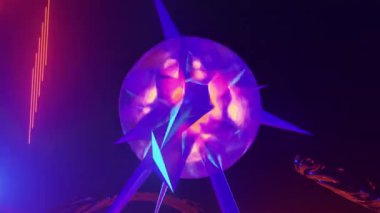 Organik metal kavisli, ışık çekirdekli ve merkezi merkezli fantastik yabancı gezegen turuncu manzarası. 3d canlandırma görselleri, 4k çözünürlüklü kusursuz ve döngü.