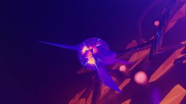 Organik metal kavisli, ışık çekirdekli ve merkezi merkezli fantastik yabancı gezegen turuncu manzarası. 3d canlandırma görselleri, 4k çözünürlüklü kusursuz ve döngü.