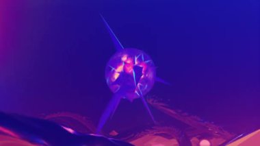 Organik metal kavisli, ışık çekirdekli ve merkezi merkezli fantastik yabancı gezegen turuncu manzarası. 3d canlandırma görselleri, 4k çözünürlüklü kusursuz ve döngü.