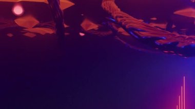 Organik metal kavisli, ışık çekirdekli ve merkezi merkezli fantastik yabancı gezegen turuncu manzarası. 3d canlandırma görselleri, 4k çözünürlüklü kusursuz ve döngü.