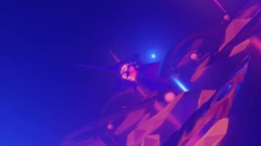 Organik metal kavisli, ışık çekirdekli ve merkezi merkezli fantastik yabancı gezegen turuncu manzarası. 3d canlandırma görselleri, 4k çözünürlüklü kusursuz ve döngü.