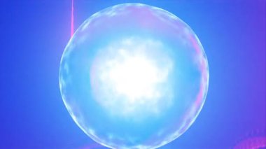 Organik metal kavisli, ışık çekirdekli ve merkezi merkezli fantastik yabancı gezegen turuncu manzarası. 3D görsel sanat, 4k çözünürlük.