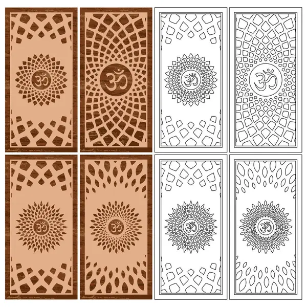 Stock vector Om Jali design, Ohm cnc cut jali, corian jali for Temple Mandir door Window etc