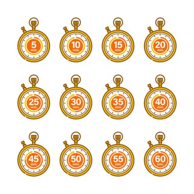 Resim materyali: Altın kronometre simgesi seti (5 dakikalık artışlar)