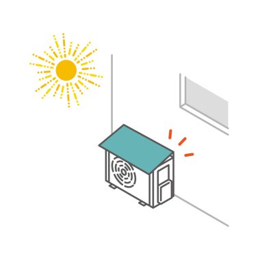 Attach a cover to the outdoor unit of the air conditioner (shade) clipart