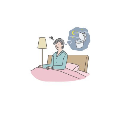 A senior woman who woke up with the desire to urinate in the middle of the night clipart