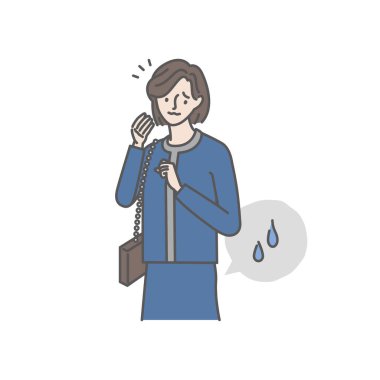 A woman who notices sudden urine leakage while going out clipart