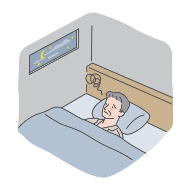 Geceleri uyku bozukluğu çeken yaşlı bir adam (uykusuzluk / uyku bozukluğu))