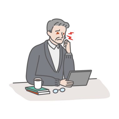 Gözleri kuru ve kaşınan yaşlı bir adam.