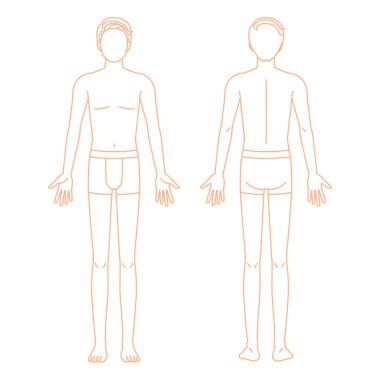 İç çamaşırlı çıplak genç adam (tüm vücudu, önü, arkası, yüzü yok)