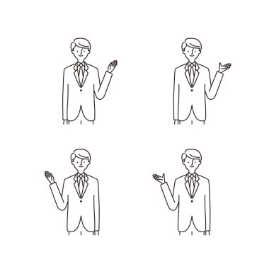 İş sahnesi: İşaret, el, adam (çizgi çizimi)