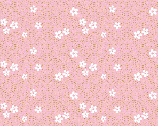 Auspicious motifs and Japanese patterns: A simple and cute arrangement of cherry blossoms and waves (Seigaiha)