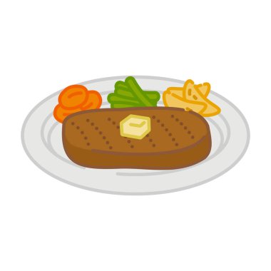 Basit ve sevimli Japon yemek ikonu: biftek.