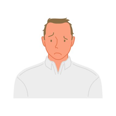 Saçları dökülen genç bir adamın ön görüntüsü.